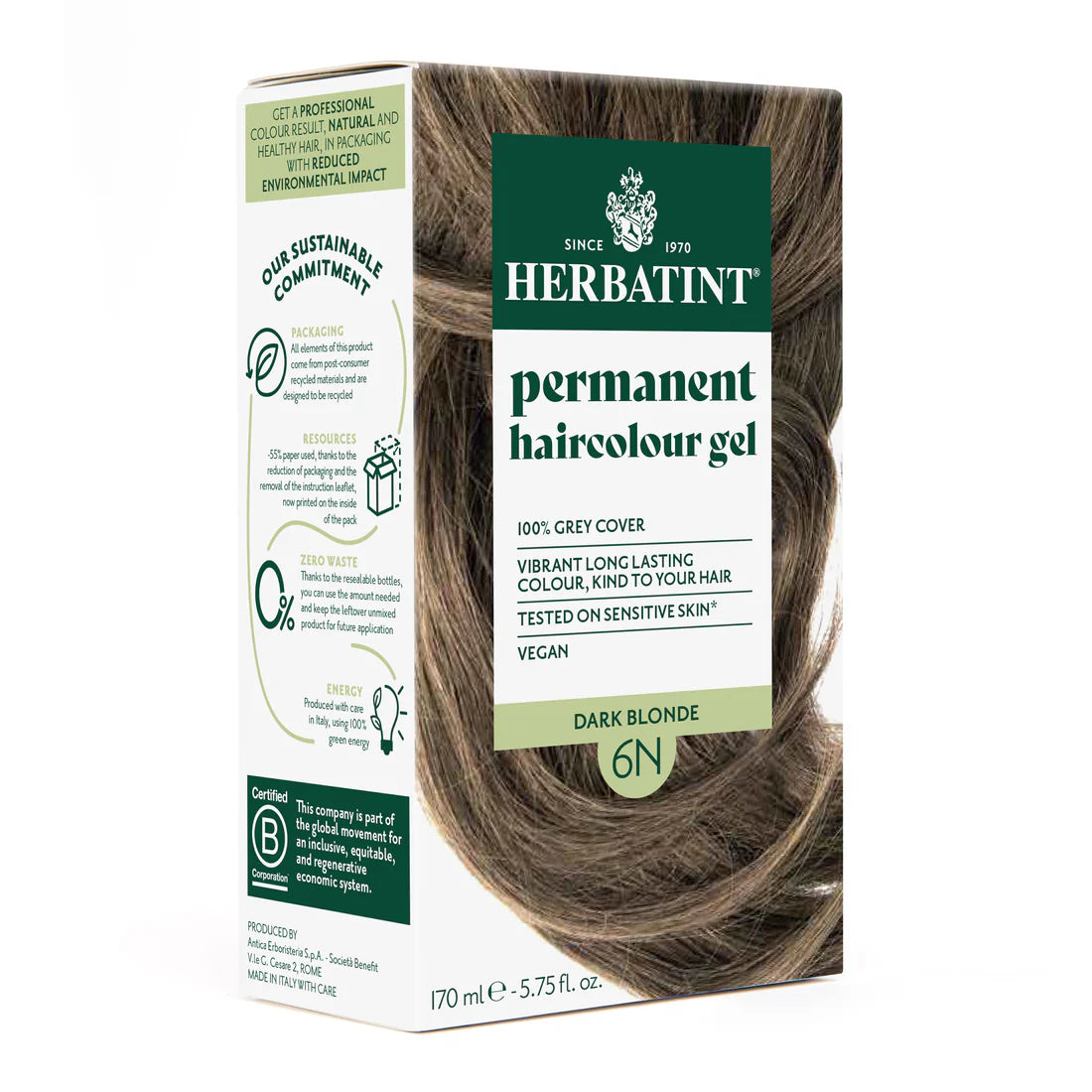 Herbatint Permanent Hair Colour Gel 170ml 6N